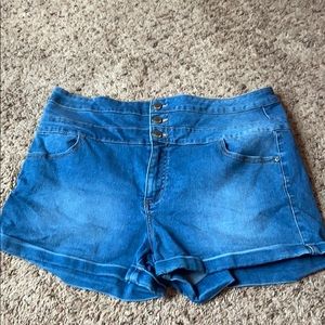 High waisted jean shorts